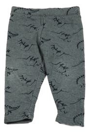 Tmavošedé melírované teplé tepláky s dinosaury dopodopo