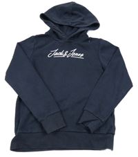 Tmavomodrá mikina s logem a kapucí JACK&JONES