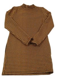 Oranžovo-černé vzorované šaty Matalan