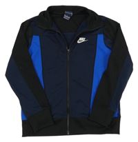 Tmavomodro-cobaltově modro-černá propínací sportovní mikina s logem Nike