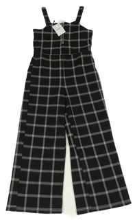 Nové - černo-bílý kostkovaný kalhotový culottes overal C&A