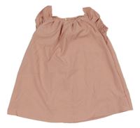 Pudrové vzorované oversize šaty s volánky