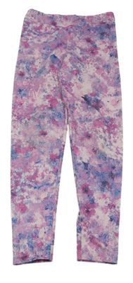 Fialové kytičkované sportovní legíny