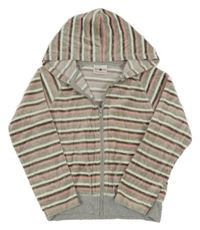 Pruhovano-šedá sametová propínací mikina s kapucí Next