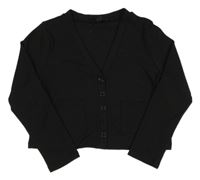 Černý úpletový propínací crop svetr New Look