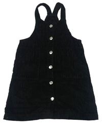 Černé žebrované sametové propínací šaty Matalan