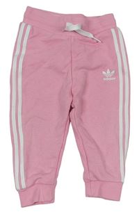 Růžové tepláky s pruhy a logem Adidas