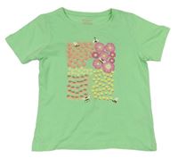 Zelené tričko s kytičkami Primark