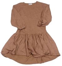 Hnědé třpytivé svetrové šaty H&M