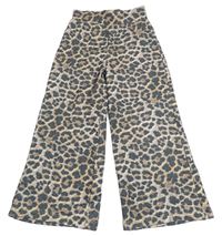 Hnědo-černé úpletové wide leg kalhoty s leopardím vzorem George
