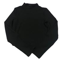 Černé žebrované crop triko se stojáčkem Primark