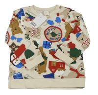 Béžová mikina s medvědy a dárky H&M