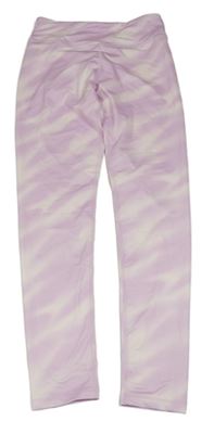 Růžovo-bílé batikované sportovní legíny H&M