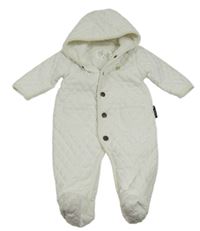 Bílá prošívaná zateplená kombinéza s kapucí Mothercare