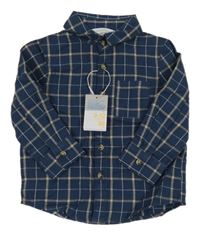 Nové - Tmavomodro-béžovo-bílá kostkovaná košile Primark