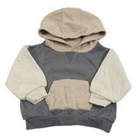 Tmavošedo-béžovo-světlehnědá mikina s kapucí M&S