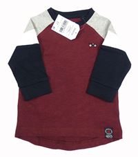 Nové - Vínovo-šedo-černé mikinotriko s výšivkou Next