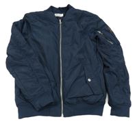 Tmavomodrý šusťákový zateplený bomber H&M