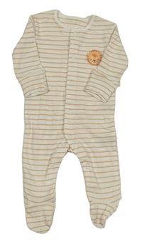 Bílo-hnědý pruhovaný overal s lvem Matalan