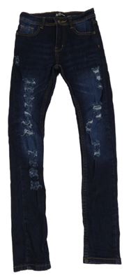 Tmavomodré skinny rifle s prošoupáním