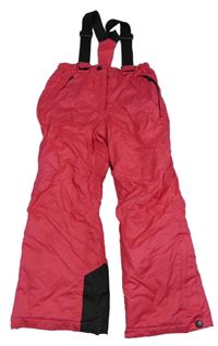 Malinovo-černé šusťákové oteplovačky s odepínacími kšandami Pocopiano