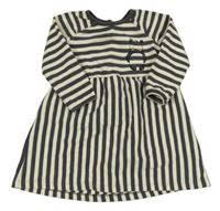 Antracitovo-světlebéžové pruhované teplákové šaty s pandou M&S