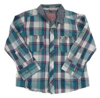 Zeleno-tmavomodro-bílá kostkovaná košile Baker