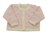 Růžový vlněný propínací svetr