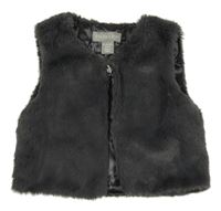 Antracitová kožešinová podšitá vesta Primark