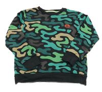 Černo-zeleno-hnědá vzorovaná mikina Next