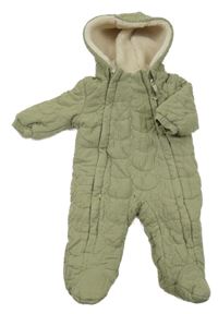 Khaki prošívaná zateplená kombinéza s kapucí Next