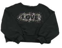 Černá crop mikina s nápisem z flitrů Next