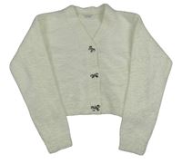 Smetanový chlupatý propínací crop svetr Primark