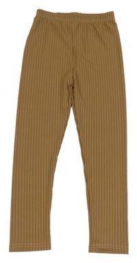 Hnědé žebrované legíny