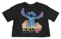 Černé crop tričko se Stitchem H&M