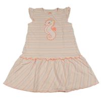 Růžovo-barevná pruhovaná noční košile s mořským koníkem Topolino