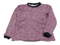 Růžové černé vzorované triko s kapsami