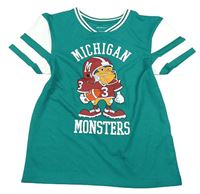 Zeleno-bílé sportovní tričko s příšerkou Primark