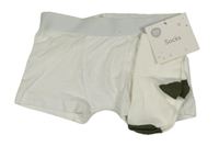 2set - Bílé boxerky + bílo-khaki ponožky