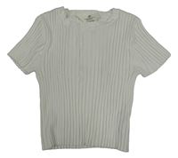 Bílé pletené žebrované crop tričko H&M