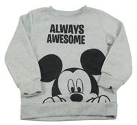 Světlešedá melírovaná mikina s Mickeym Disney