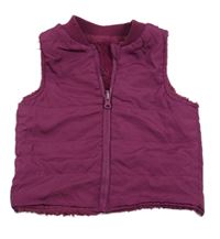 Fuchsiová šusťáková oboustranná zateplená vesta 