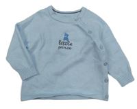 Světlemodrý svetr s výšivkou a medvědem zn. Nutmeg