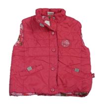 Růžová šusťáková zateplená vesta s kapsami 