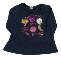 Tmavomodrá tunika s obrázky z flitrů Tu