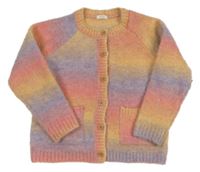 Barevný pruhovaný vlněný propínací svetr Next