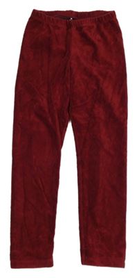 Vínové žebrované sametové legíny 