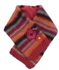 Růžovo-vínová pruhovaná pletená šála 