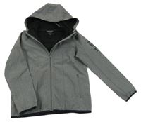 Šedá melírovaná softhellová bunda s kapucí bpc