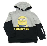 Šedo-černá mikina s Mimoněm a kapucí